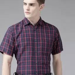 Van Heusen Sport Navy Slim Fit Checks Shirt image 1