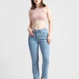 Only Light Blue Cotton Mid Rise Jeans image 1
