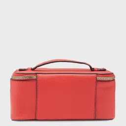 Caprese Red Solid Extra Large Vanity Case image 2