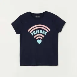Fame Forever by Lifestyle Kids Navy Cotton Printed T-Shirt image 1
