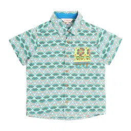 Lil Drama Kids Green Printed Shirt-picture-33