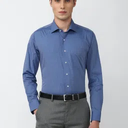 Van Heusen Blue Slim Fit Cotton Shirt image 1