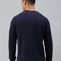 Sporto Navy Loose Fit Textured Round Neck Sweatshirt image 2