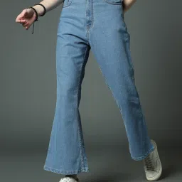 High Star Blue Cotton Straight Fit Mid Rise Jeans image 1