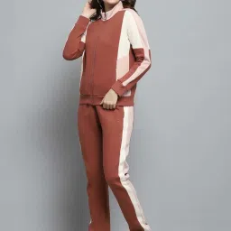 Monte Carlo Women's Rust Solid Mock Neck Full Sleeve Tracksuit image 2