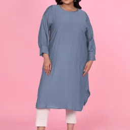 showoffff SHOWOFF Blue Cotton Solid Kurta image 2