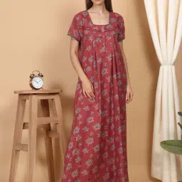 Sweet Dreams Maroon Printed Nighty-picture-22