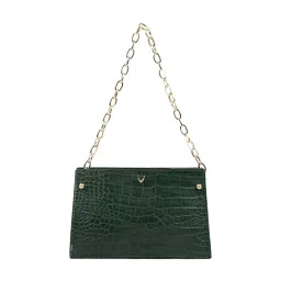 Hidesign Roaring 20's Dark Green Textured Medium Shoulder Handbag image 1