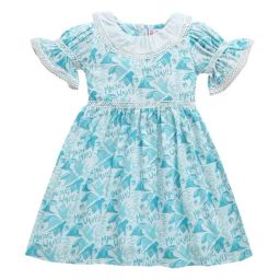 Tiny Girl Turquise Blue Barbie Printed Frock-picture-12