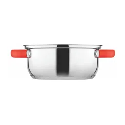 Goodhomes Silver Steel Shallow Casserole with Glass Lid - Set of 2 image 2