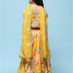 BIBA Girls Yellow Embroidered Lehenga, Choli with Dupatta image 2
