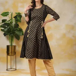 Rangita Black Printed A Line Kurti image 1