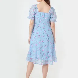 Zink London Blue Printed A-Line Dress image 2