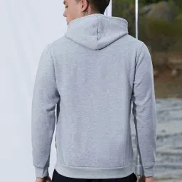 Campus Sutra Light Grey Cotton Regular Fit Printed Hooded Sweatshirt image 2