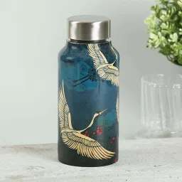 India Circus by Krsnaa Mehta Navy Steel Legend Of The Cranes Small Water Bottle (0.55 L) image 1