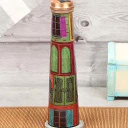 India Circus by Krsnaa Mehta Multicolor Copper Mughal Doors Reiteration Tapered Water Bottle (0.8 L) image 1