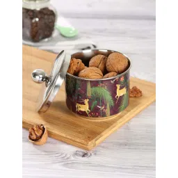 India Circus by Krsnaa Mehta Purple Steel Forest Fetish Bowl With Lid (0.22 L) image 1