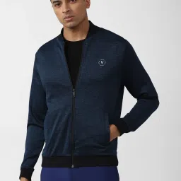 Van Heusen Flex Blue Cotton Regular Fit Bomber Jacket image 1