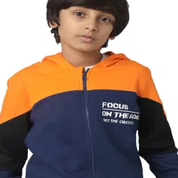 Under Fourteen Only Kids Orange Color Block Full Sleeves Sweatshirt-picture-37