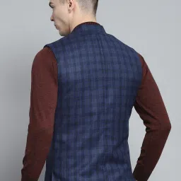 Monte Carlo Mens Solid Blue Band Neck Sleeveless Jacket image 2