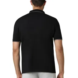Louis Philippe Black Cotton Regular Fit Polo T-Shirt image 2
