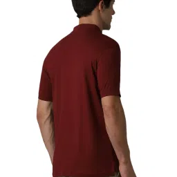 Louis Philippe Maroon Cotton Regular Fit Polo T-Shirt image 2