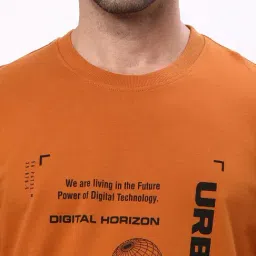 R&B Orange Cotton Regular Fit Printed Sweatshirt image 4