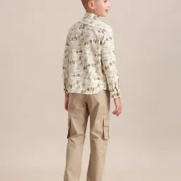 U.S. Polo Assn. Boys Beige Cotton Printed Shirt image 2