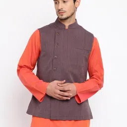 Fabindia Purple Mandarin Collar Nehru Jacket image 1