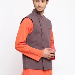 Fabindia Purple Mandarin Collar Nehru Jacket image 3