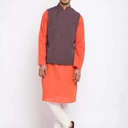 Fabindia Purple Mandarin Collar Nehru Jacket image 5