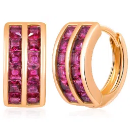 Peora Rose Gold Plated Red Cubic Zirconia Huggie Earrings image 2