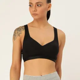 Lady Lyka Black Non Wired Padded Sports Bra-picture-46