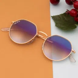 Ted Smith Blue Round UV Protection Unisex Sunglasses image 1