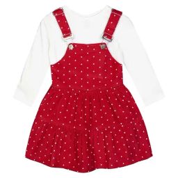 Budding Bees Kids Red Cotton Printed Dungaree Set-picture-14