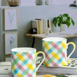 Goodhomes Multicolor Bone China Tea Coffee Mugs (0.36 L) - Set of 2 image 1
