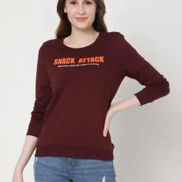 Vero Moda Maroon Graphic Print Sweatshirt-image-86