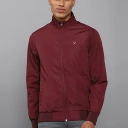 allen solly Men Maroon Solid Full Sleeves Casual Jacket-picture-14