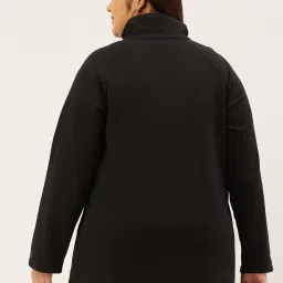 theRebelinme Plus Size Black Fleece Relaxed Fit Tailored Jacket image 2