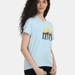 Levi's Light Blue Cotton Relaxed Fit Graphic Top image 2