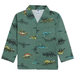 Smarty Kids Green Printed Full Sleeves Shirt with Pyjamas image 3