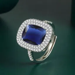 Designs & You Silver-Plated CZ-Studded Adjustable Finger Rings-picture-21