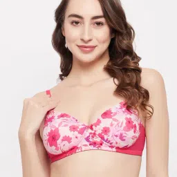 Clovia Pink Printed Full Coverage T-Shirt Bra-image-41
