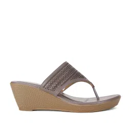 Bata Women's Grey Thong Wedges image 1