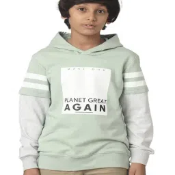 Under Fourteen Only Kids Green Printed Full Sleeves Sweatshirt-image-3