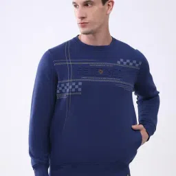 Monte Carlo Blue Printed Regular Fit Sweatshirt-image-36