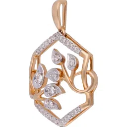 c. krishniah chetty group crash.club By CKC 18k Gold & Diamond Elegant Hexagonal with Floral Motif Pendant image 2