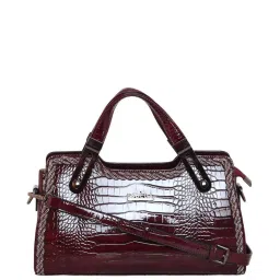 Esbeda Glossy Maroon PU Textured Handbag image 1