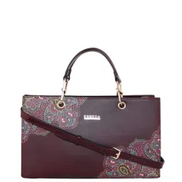 Esbeda Ruby Paisley Maroon PU Printed Handbag image 1
