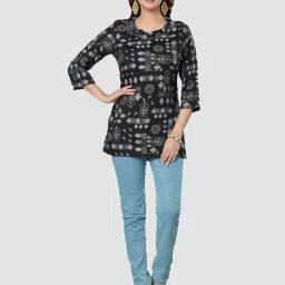 Saree Swarg Black Printed Straight Kurti image 5